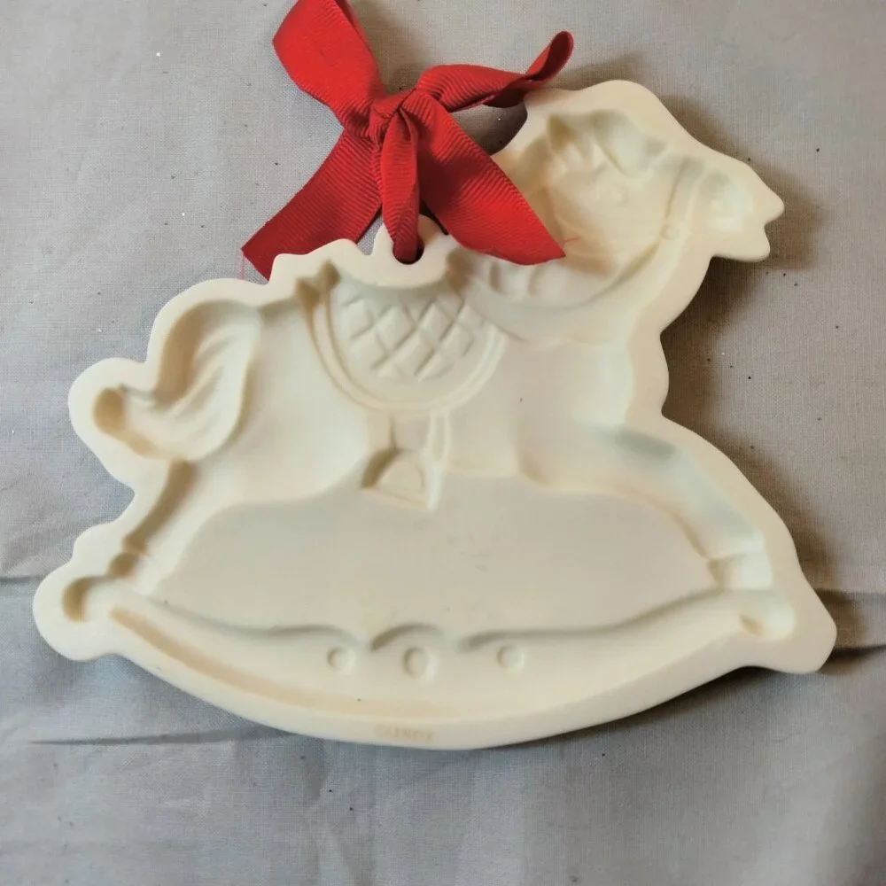 Lenox Holiday Rocking Horse Cookie Press White Bisque